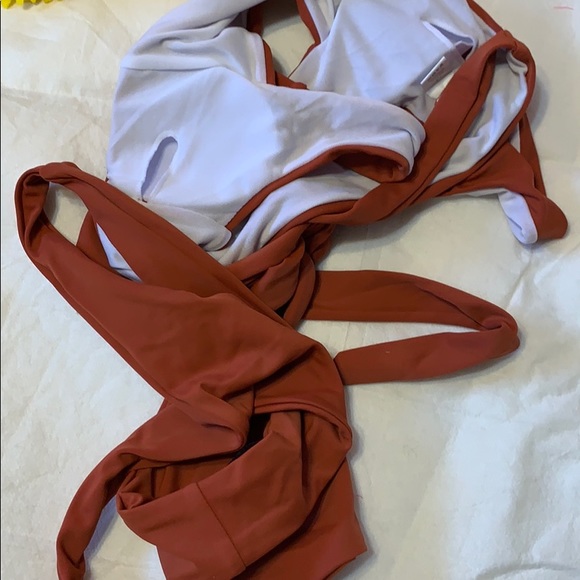 RUST HIGH CUT BRAZILIAN THONG LINED BIKINI - Picture 7 of 9